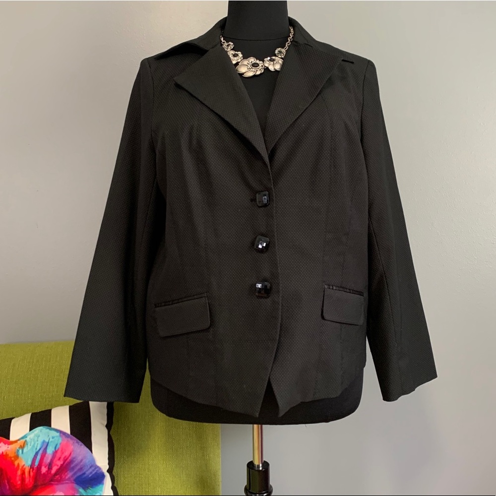 Lane Bryant Black Blazer Jacket with White Dot